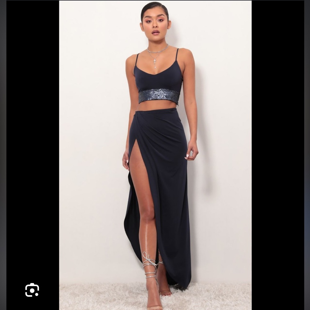 City Lights Sequin Maxi Set in Navy | LUCY IN THE SKY